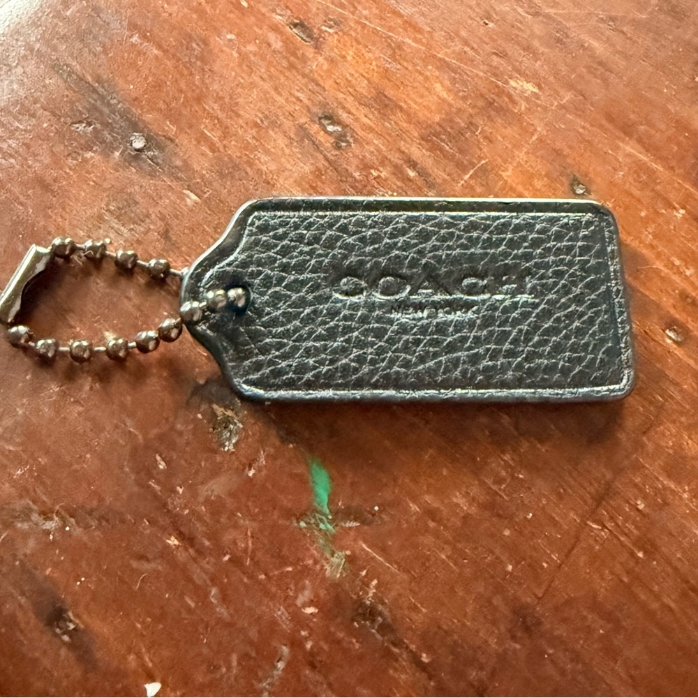COACH Black Pebbled Leather Embossed Hang Tag Key Chain Replacement